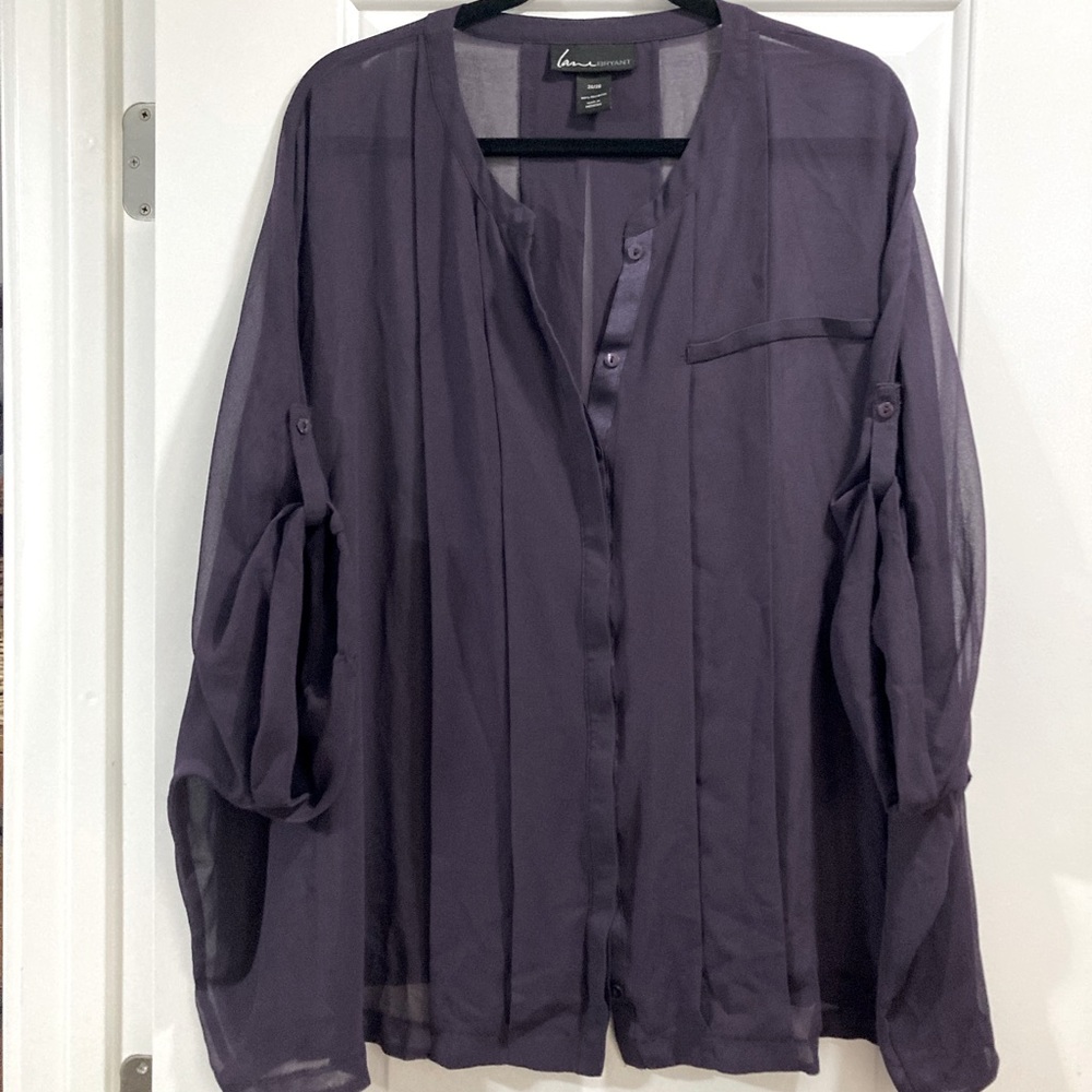 Lane Bryant sheer, purple blouse in size 26/28.